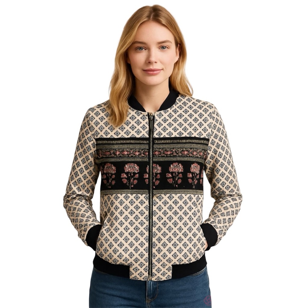 Print Lightweight Bomber Style Jacket